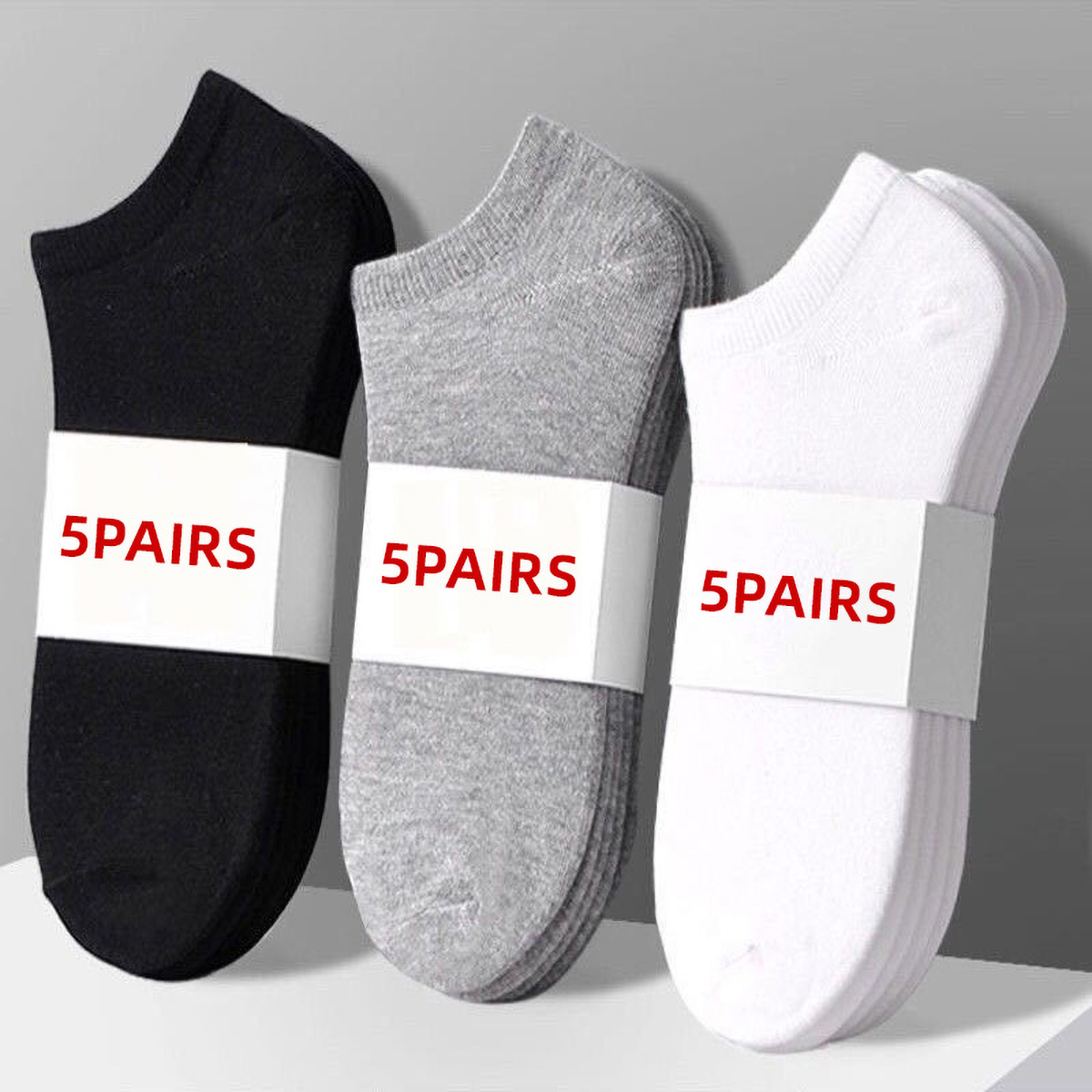 Socks Ankle Men - 5 Pairs Unisex Casual Plain Color