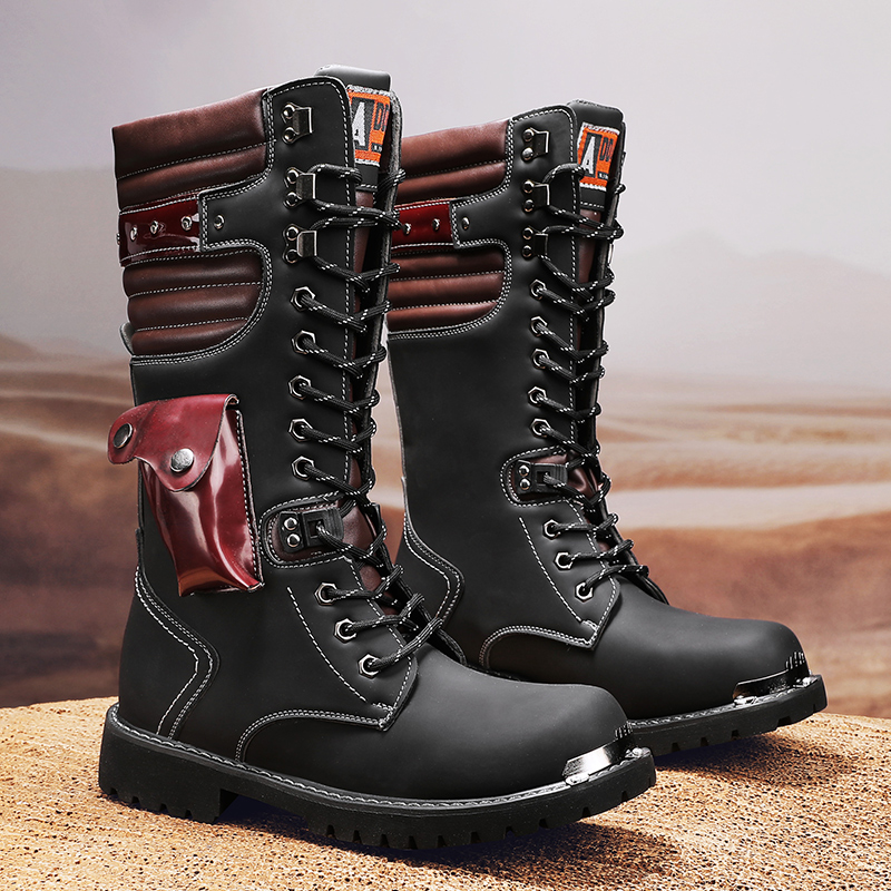 Fashion Men'S Boots - Men's high top motorcycle boots spring