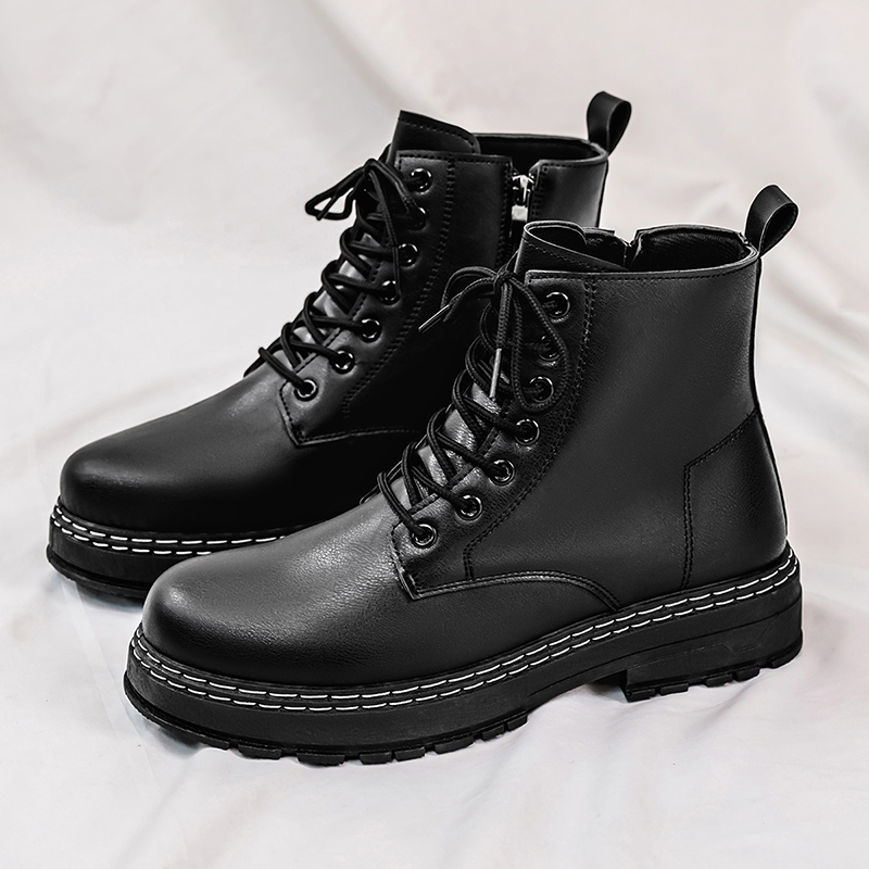 Fashion Men'S Boots - Men's 4-Season Black Patent Leather Motorcycle