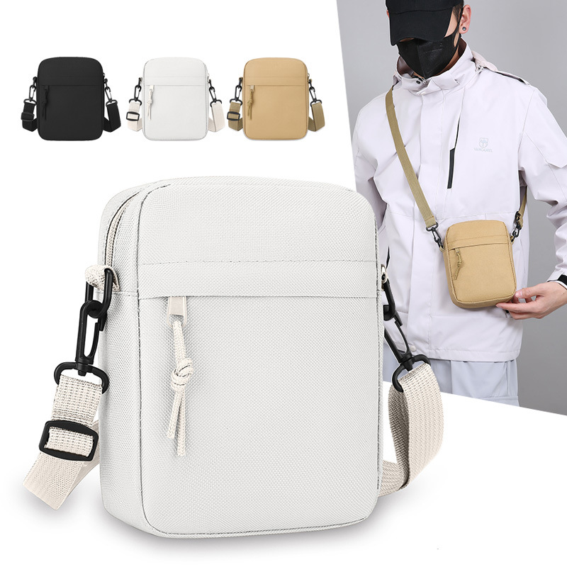 Crossbody Bag Men - Simple solid color canvas mini square