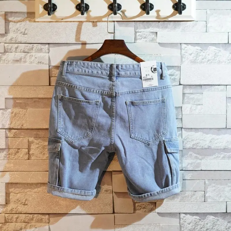 Men'S Fashion Korea - Loose Straight Short Jeans Pants for