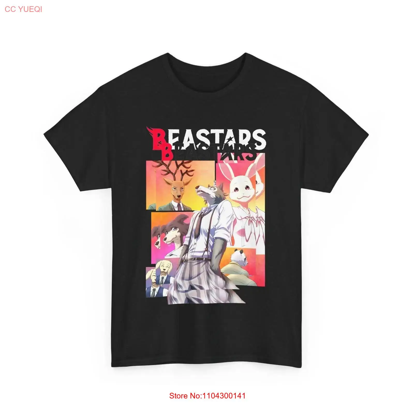Mens Fashion Black Shirt - Anime Beastars Legoshi Black T Shirt