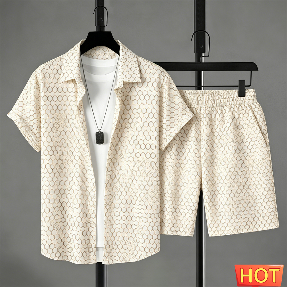Mens Fashion Suits - Summer Outfits Man Shirt Set Gradient