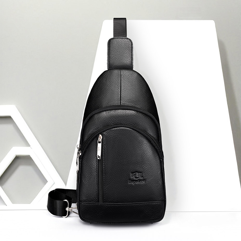 Crossbody Bag Men - Men's Genuine Leather Chest Bag with