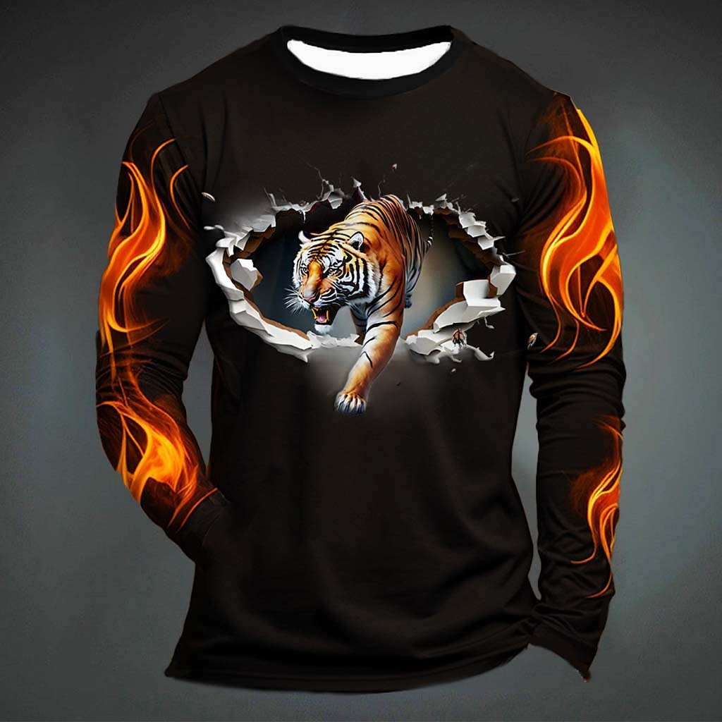 Mens Fashion Trend - Funny Tiger Print T Shirt For