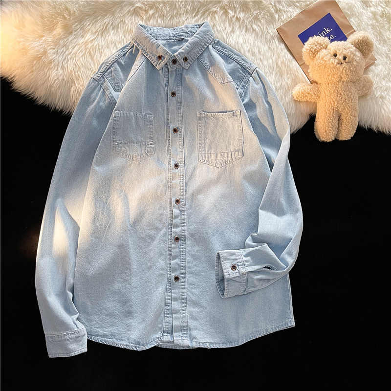 Men Fashion Korean Style - Korean Style Denim Shirts Women/Man Spring