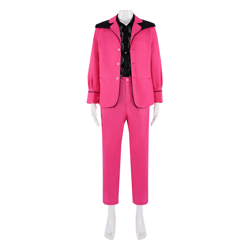 Mens Fashion Black Shirt - Movie Elvis Presley Costume Pink Lacket