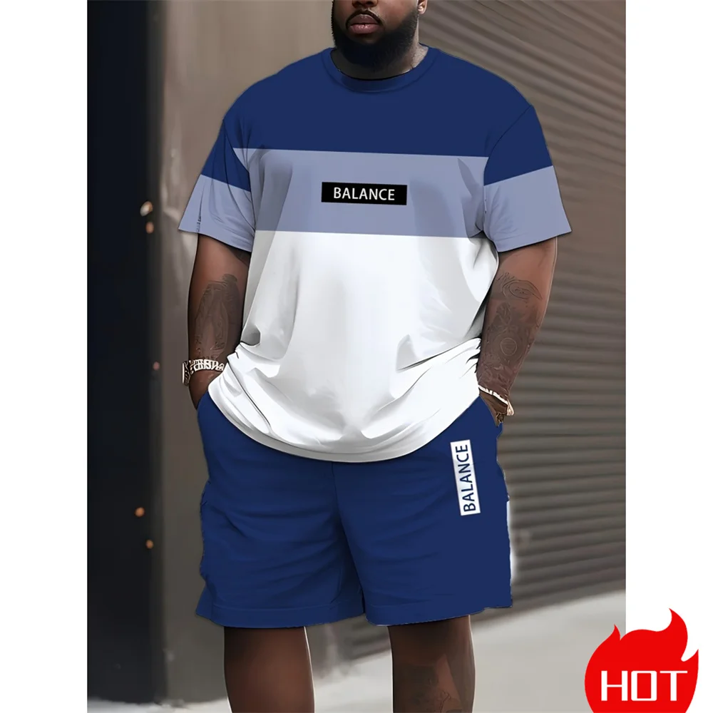 Men'S Fashion Plus - Men's Plus Size T-shirt Set Summer