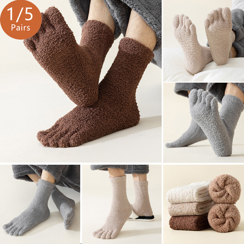 Socks Ankle Men - 1/5 Pairs Mans Thermal Toe Socks