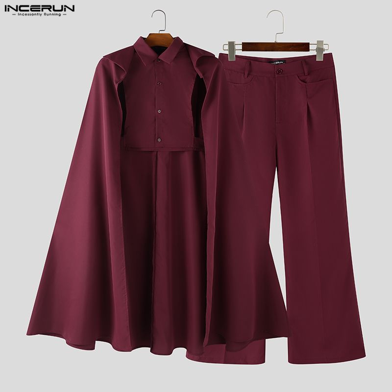 INCERUN Men Sets Solid Color L - Mens Fashion Poncho review and price