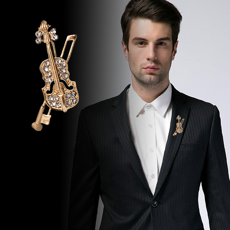 Crystal Violin Brooch Jewelry  - Men'S Fashion Korea review and price