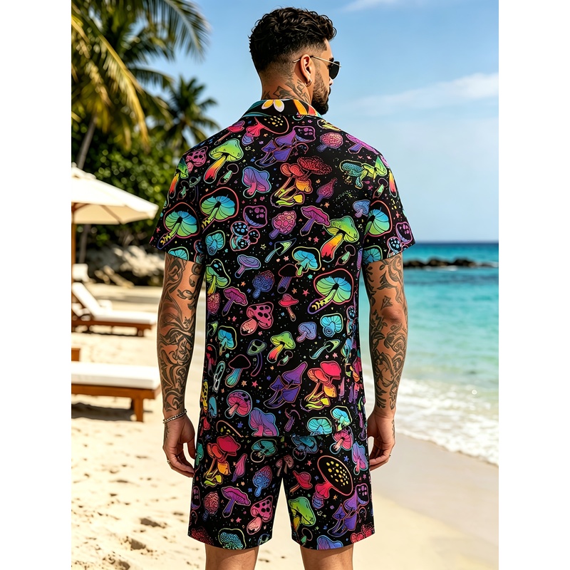 Men's Fashion 3D Mushroom prin - Mens Fashion Suits review and price