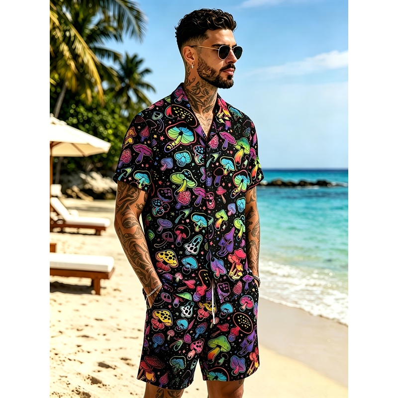 Men's Fashion 3D Mushroom prin - Mens Fashion Suits review and price