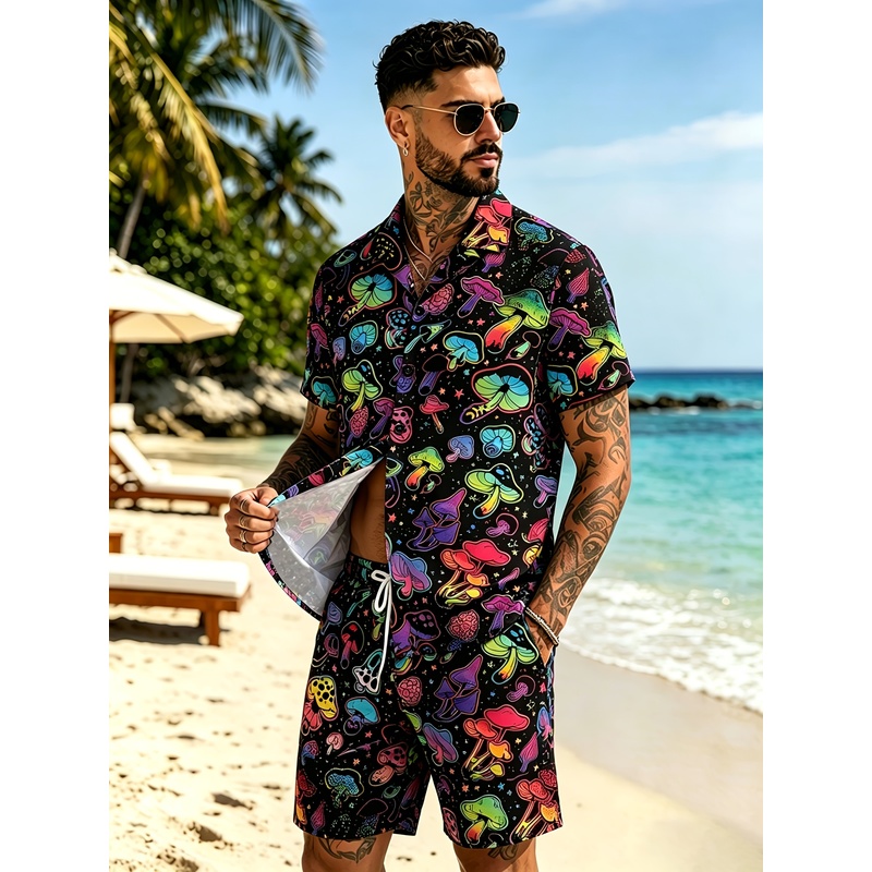 Men's Fashion 3D Mushroom prin - Mens Fashion Suits review and price