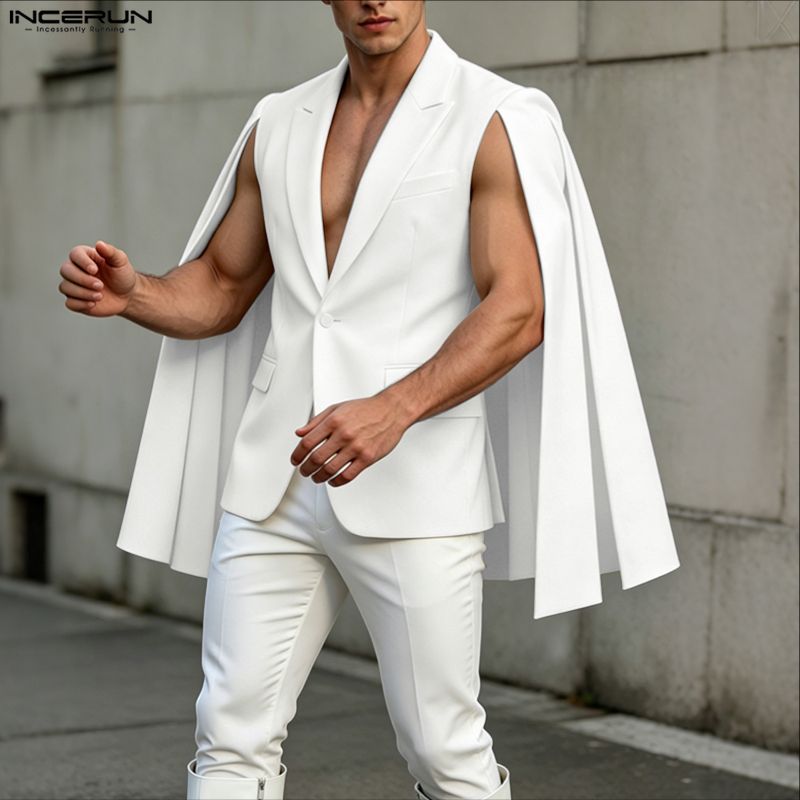 INCERUN Men's Irregular Blazer - Mens Fashion Poncho review and price