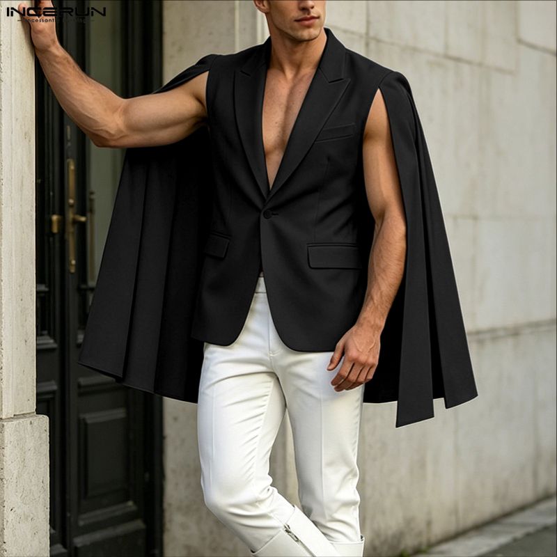 INCERUN Men's Irregular Blazer - Mens Fashion Poncho review and price