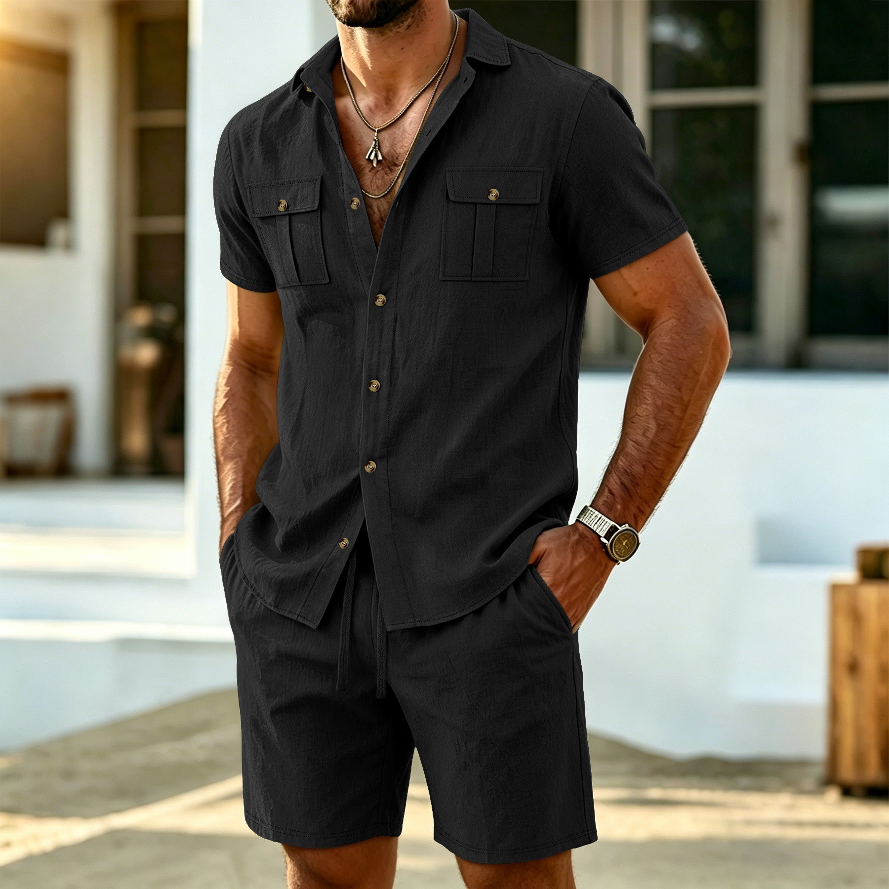 Summer Fashion Men Linen Short - Mens Fashion Suits review and price