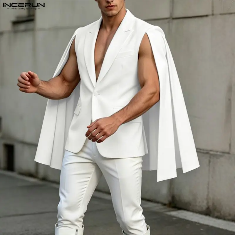 INCERUN Men's Irregular Blazer - Mens Fashion Poncho review and price