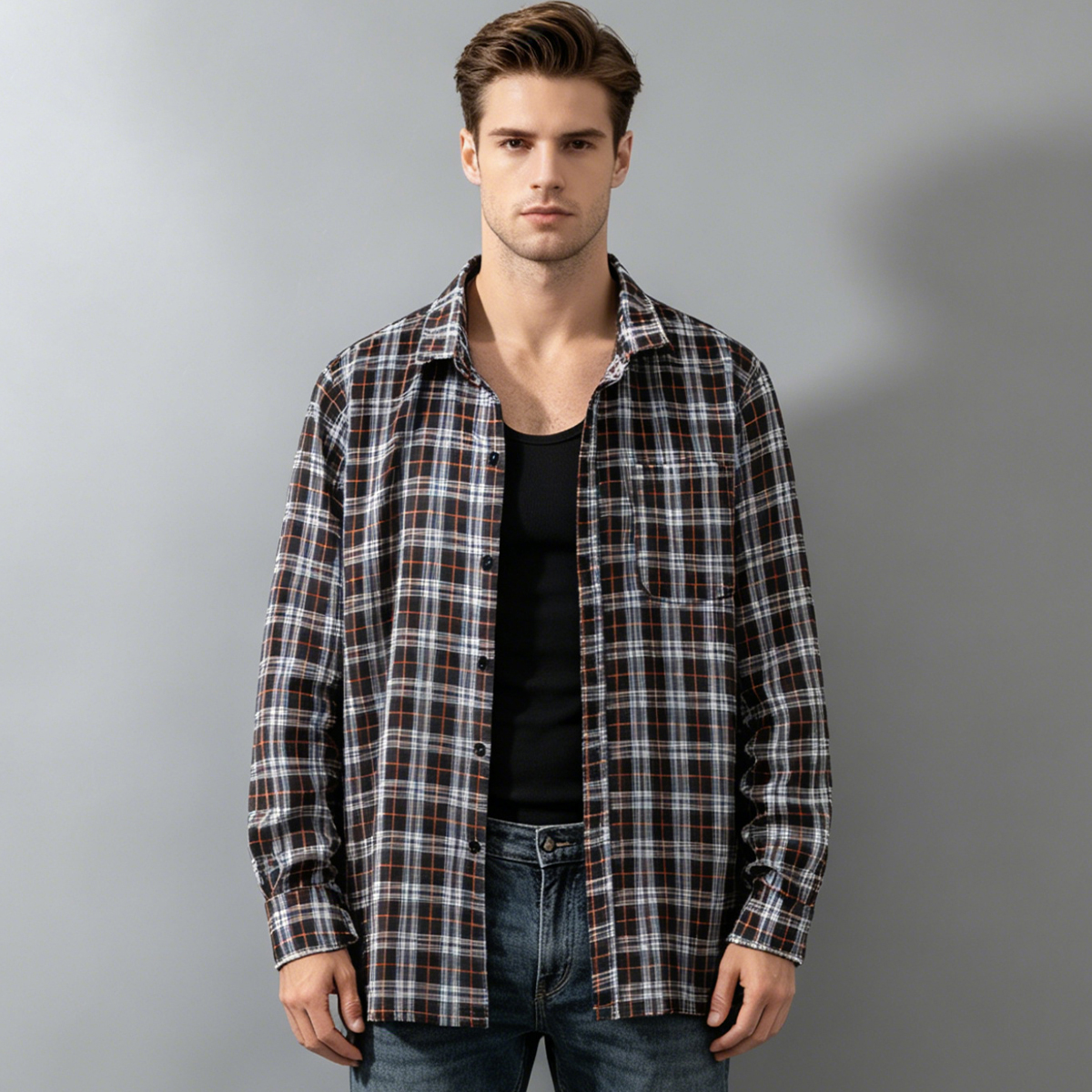 Spring and Autumn Men's Checke - Mens Fashion Trend review and price