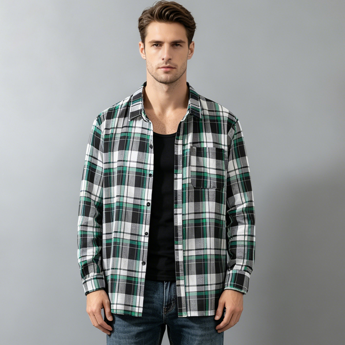 Spring and Autumn Men's Checke - Mens Fashion Trend review and price