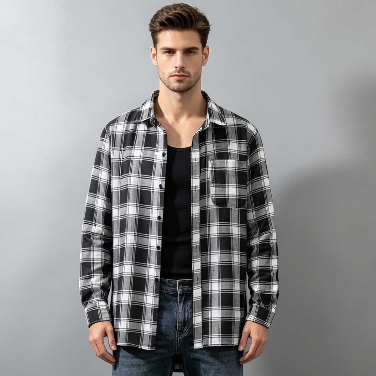 Spring and Autumn Men's Checke - Mens Fashion Trend review and price
