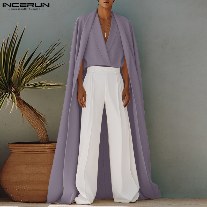 INCERUN Men Long Style Shirt S - Mens Fashion Poncho review and price