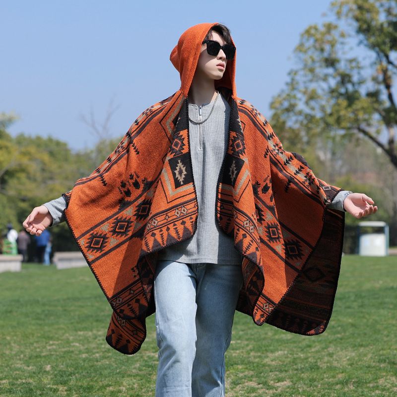Man Poncho Imitate Cashmere Al - Mens Fashion Poncho review and price