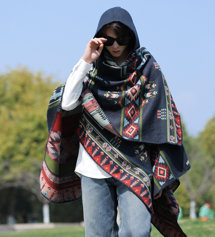 Man Poncho Imitate Cashmere Al - Mens Fashion Poncho review and price