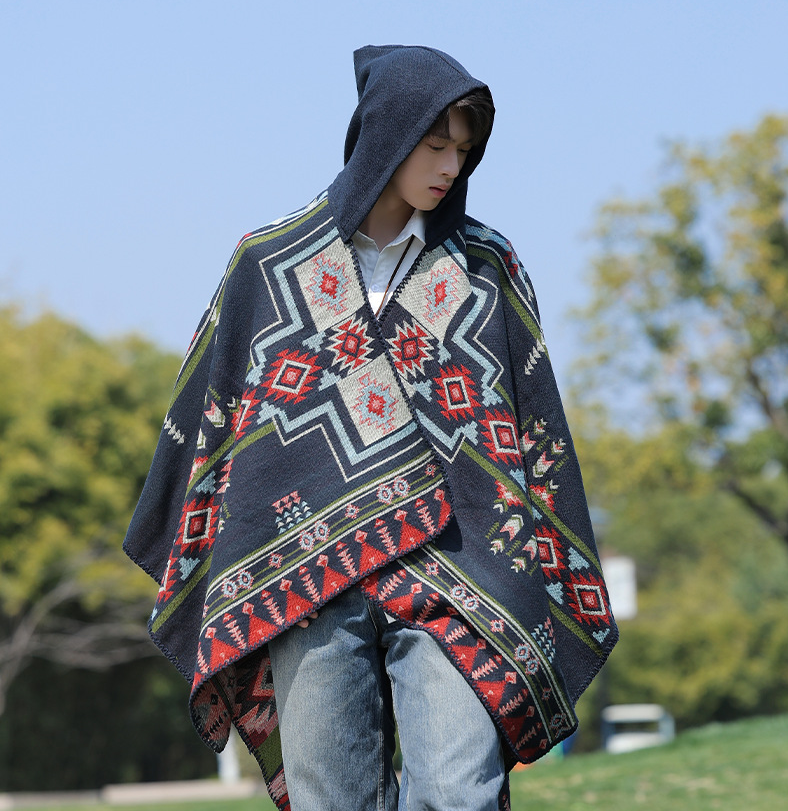Man Poncho Imitate Cashmere Al - Mens Fashion Poncho review and price