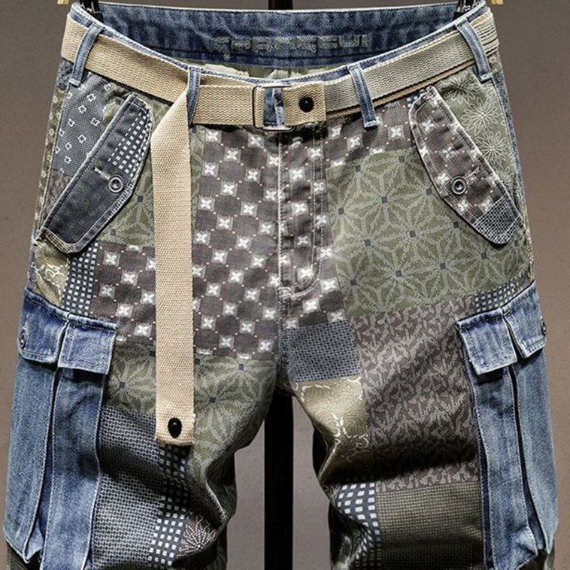 Graphic Man Denim Shorts Multi - Men'S Fashion Korea review and price
