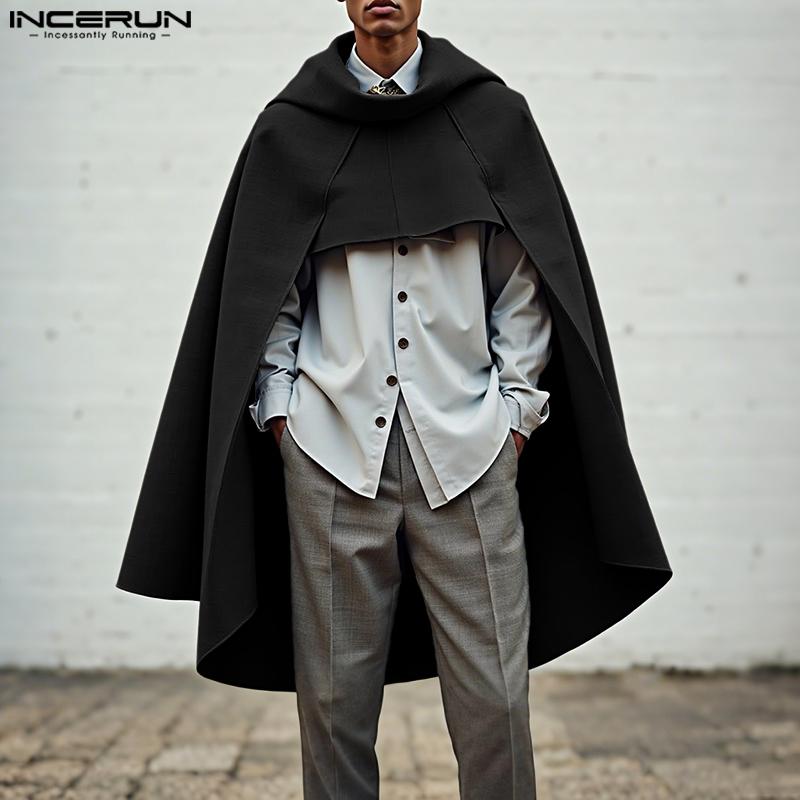 INCERUN Men Cloak Cape Solid C - Mens Fashion Poncho review and price
